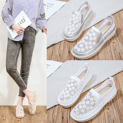 Scarpe estive donna Harajuku tessuto di paglia traspiranti scarpe da guida piatte cave