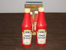 VINTAGE SALT  PEPPER SHAKERS PLASTIC HEINZ TOMATO KETCHUP NEW UNUSED IN BOX
