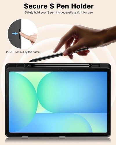 Lonfeid Coque Porte Stylo + Verre Trempé 9H pour Samsung Galaxy Tab S10 FE 10.9/S9 FE - Photo 8/39