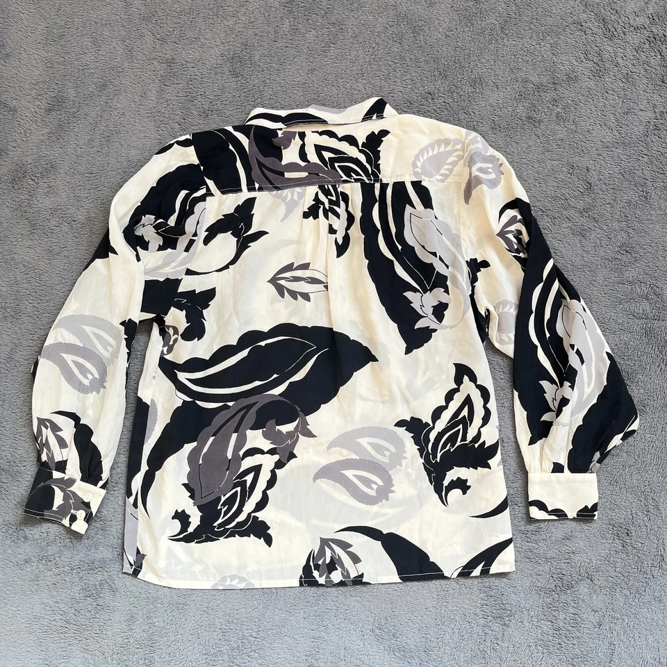 Salvatore Ferragamo Blanco Estampado Hoja Seda Informal Con Botones Para Mujer Talla 26 Foto 2 de 4