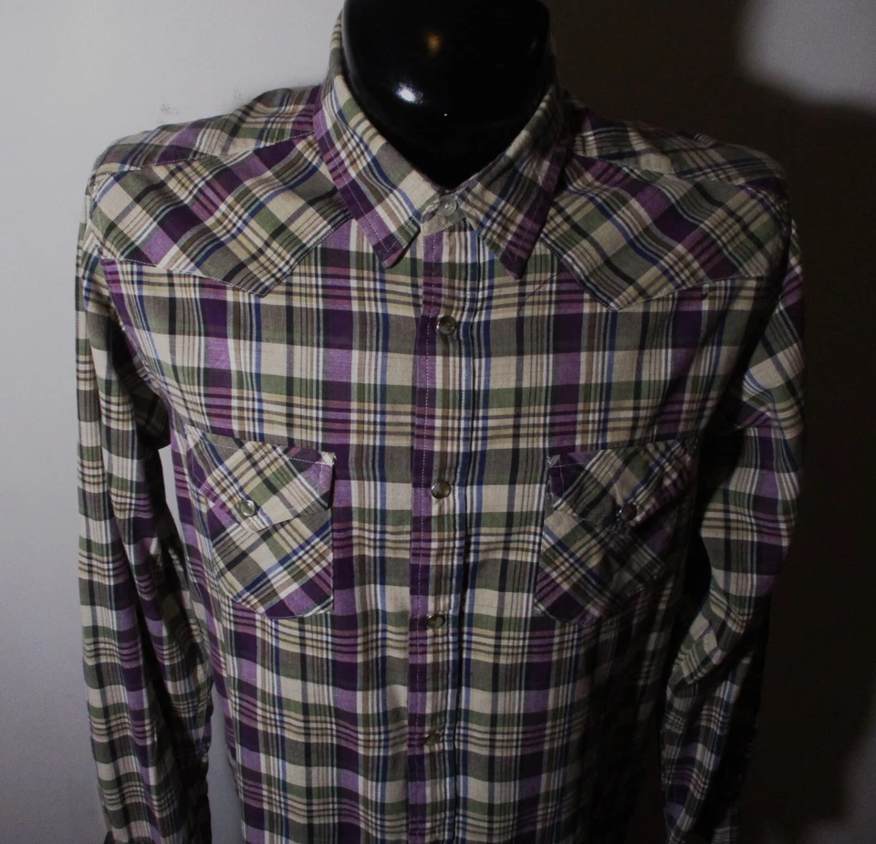 PENDLETON Purple Green "Epic Fitted" Western Snap Button Shirt Size XL - Image 2 of 4