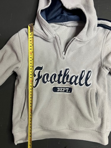 Gap Kids Medium Gray Navy Football Pullover Hoodie Pocket - Picture 5 of 6