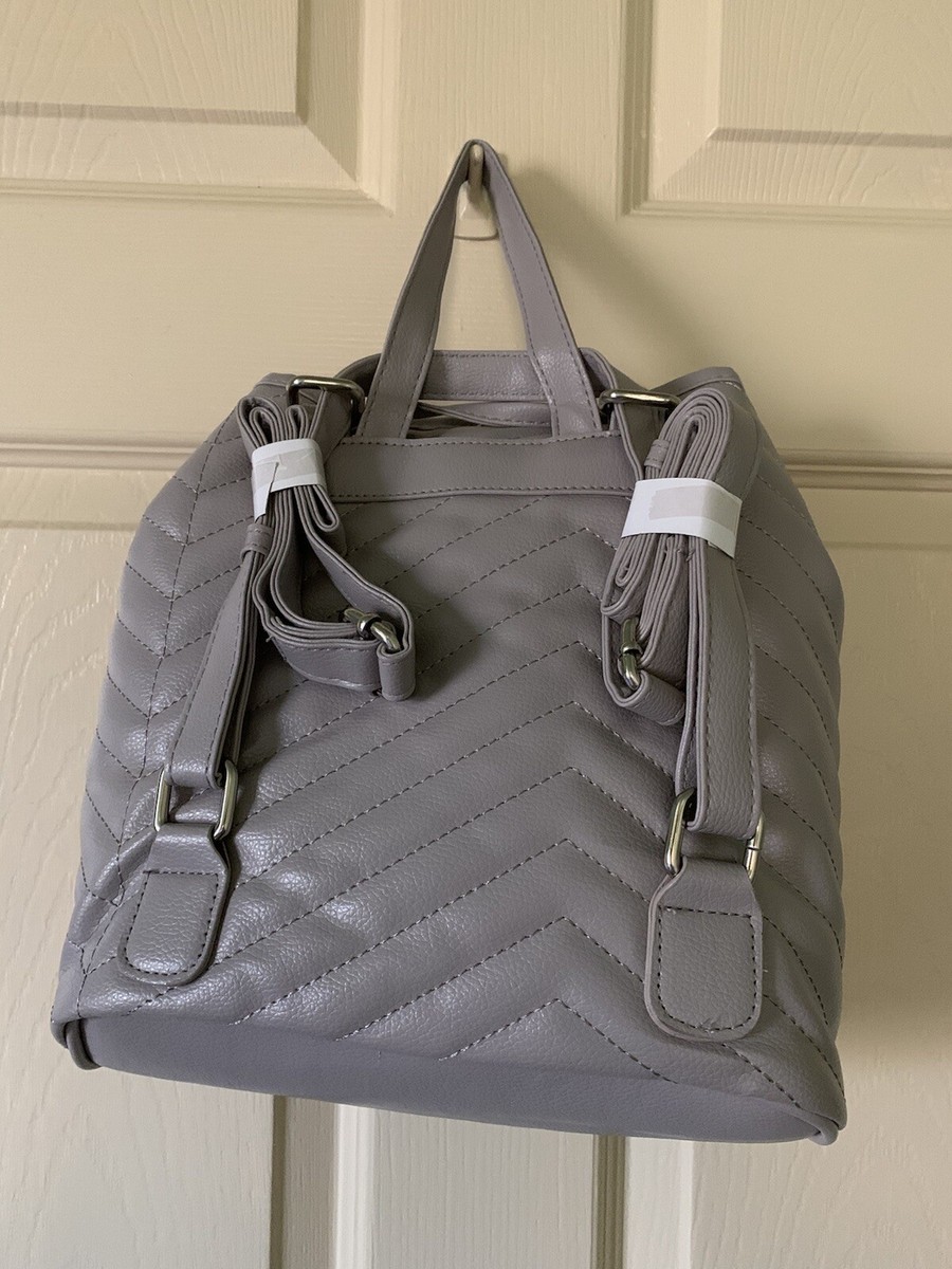 Bella Russo Faux Leather Quilted Backpack Bag Purse Tan/Gray  display picture 1