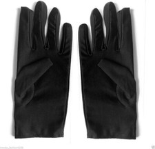 Short Black Gloves Mens Ladies Halloween Mime Clown Magician Fancy Dress