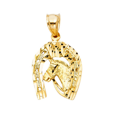 GOLD - 14K Gelbgold Glück Hufeisen Anhänger