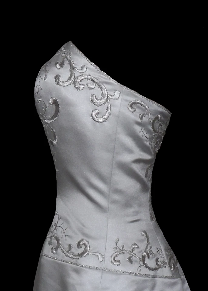 David's Bridal White Strapless Wedding Dress MICHAELANGELO Gown - Image 2 of 4