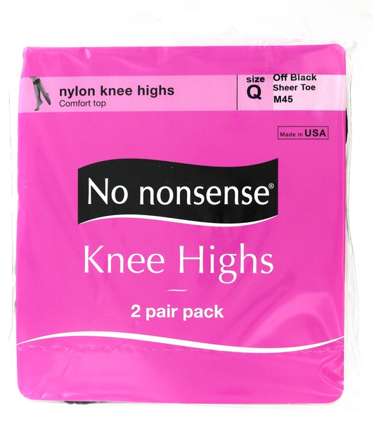 No Nonsense Nylon Knee Highs Comfort Top off Black Sheer Toe M45 2