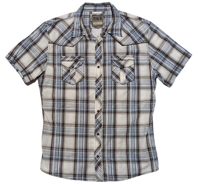 BKE Buckle Snap Western Shirt Mens XL Short Sleeve Multicolor Plaid Rockabilly