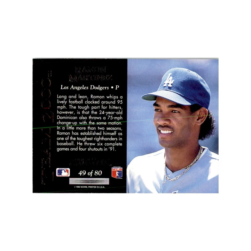 1992 Pinnacle Ramon Martinez Baseball Cards #49 - Image 2 of 3