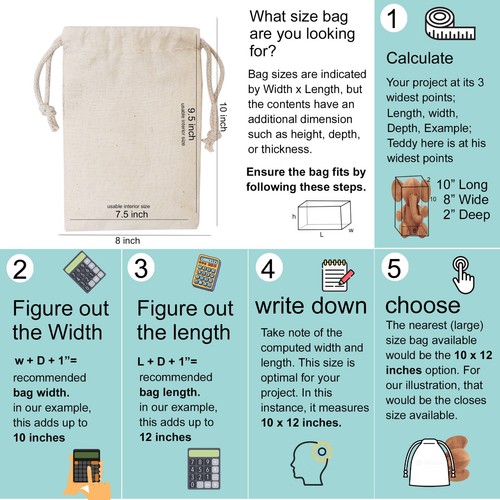 Biglotbags - Bolsas de muselina con cordón único 100 % algodón premium de 4 x 6 pulgadas - Imagen 7 de 7