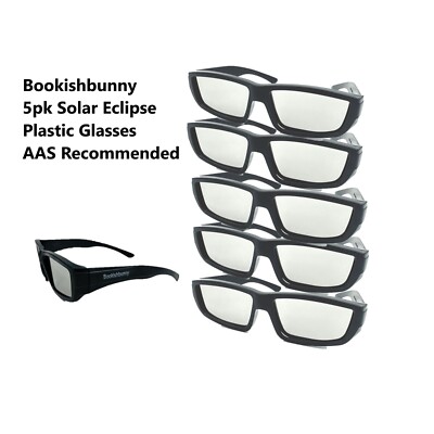 5 Pairs Bookishbunny Solar Eclipse Viewer Plastic Glasses ISO Certified Sun View