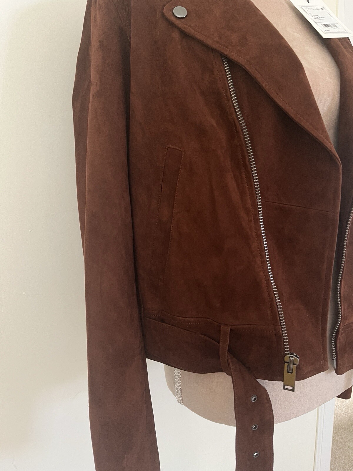NWT $995 Theory Brandy Foley Suede Moto Jacket Size Medium Lamb Leather image 4