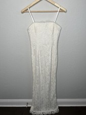 Adrianna Papell Wedding Dress Womens Size 4 White Lace Long Sleeveless Classic