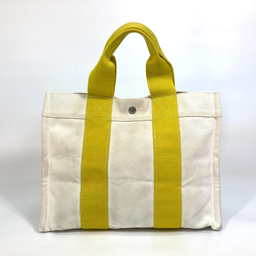 HERMES Bora Bora PM Tote Bag Canvas White x yellow | eBay