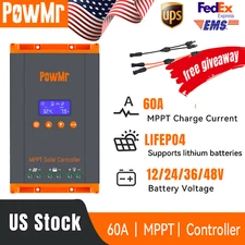 PowMr60/50A MPPT Solar Charge Controller 12V 24V 36V 48V Battery Parallel 12Unit