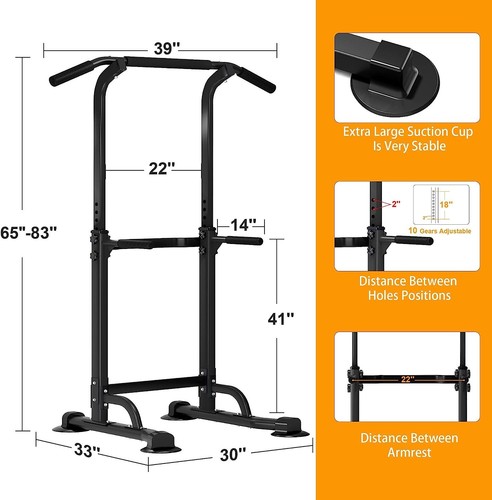 Multi Function Power Tower Adjustable Height Pull Up Dip Station Strength Fitnes - Picture 4 of 14