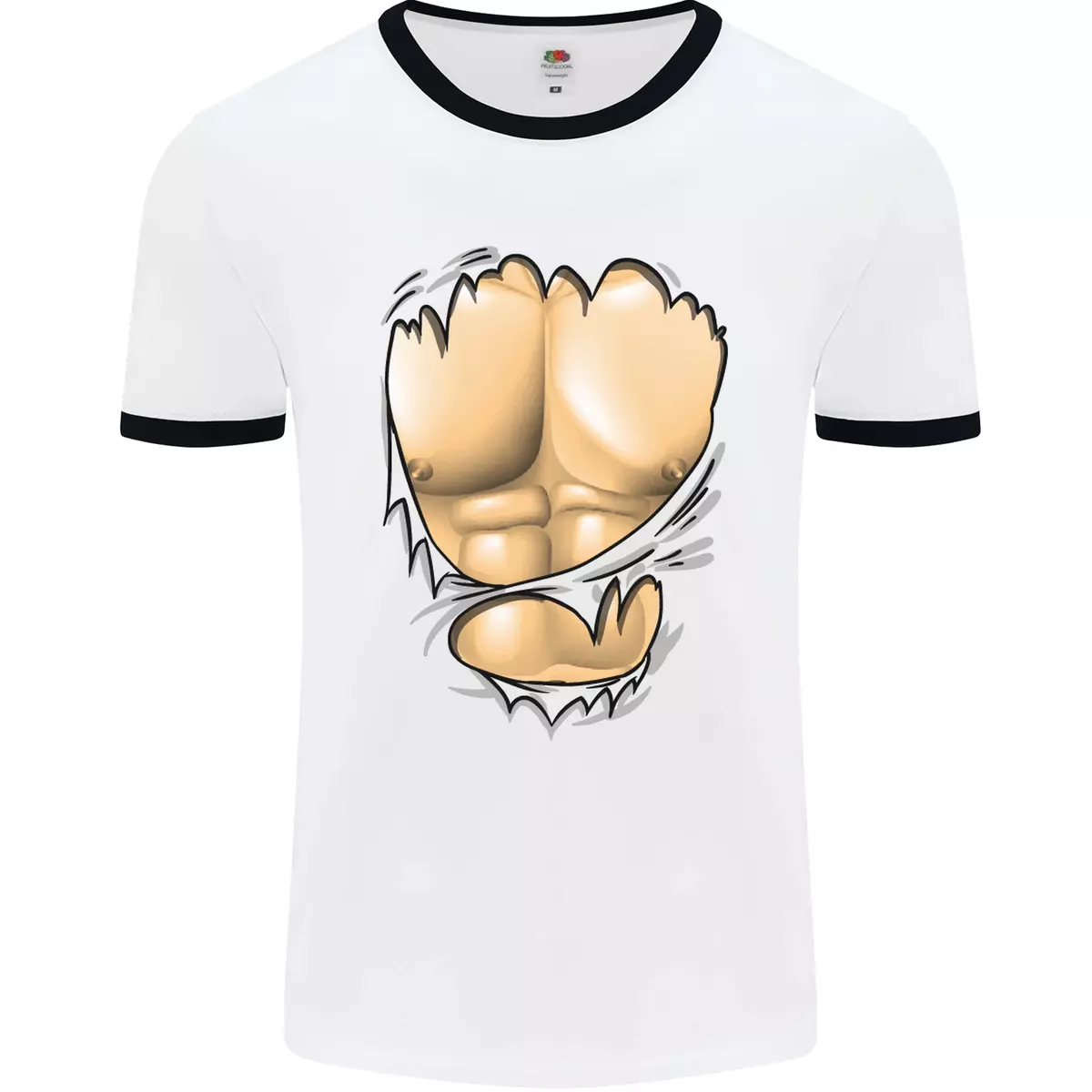 Gym Ripped Muscles Effect Mens Ringer T-Shirt