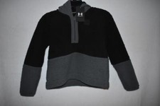 Under Armour Girl's Fleece 1/4 Zip Pullover Hoodie 1366771 001 Black/Gray Medium