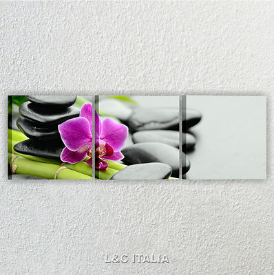 Schwarze Steine MODERNE BILDER DRUCK LEINWAND EINRICHTUNG HAUS SPA WELLNESS ZEN ORCHIDEE