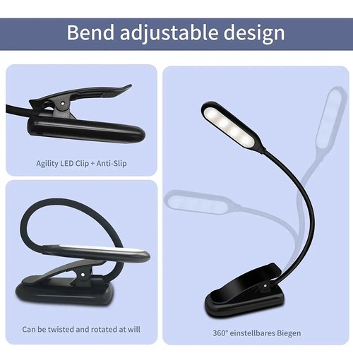 Rechargeable Book Reading Light Lamp Book Light For Reading In Bed Adjustable - Photo 2/11