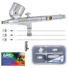 Master Airbrush G233 Pro Set with 3 Nozzle Sets - Dual-Action Gravity Feed Ai...