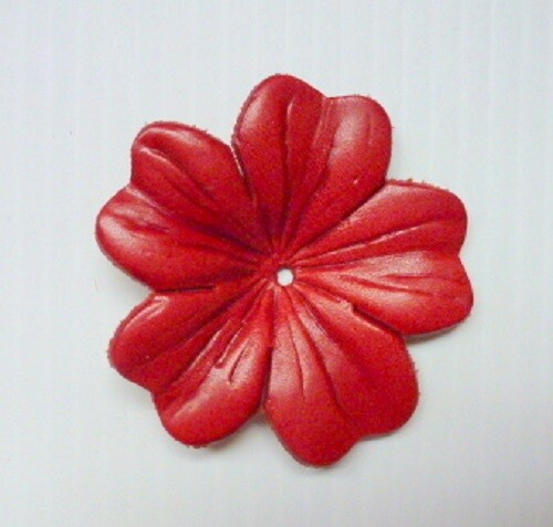 Flower Button Red Leather 60mm - Picture 1 of 1