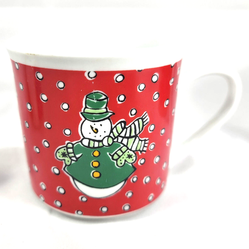Gibson Christmas Themed Green Red Ceramic Coffee Mug Set Of 4 Vintage 3” H - Picture 9 of 10
