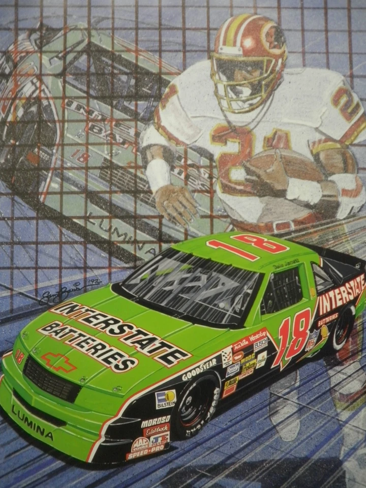 Sam Bass Signed Dale Jarrett Earnest Byner Washington Redskins NASCAR Lithograph - Image 2 of 4