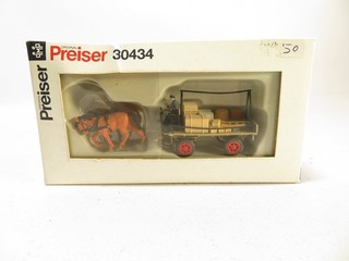 Preiser H0 30434 Freight Forwarding Roll with Coachman Horses Cargo in Original Packaging