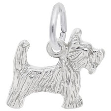 Small Scottie Dog Charm - Metal - Sterling Silver