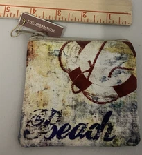 THE URBAN MUSE Coin Purse Zip 3.5x4" Fabric Beach Ocean Style Soft Travel Bag