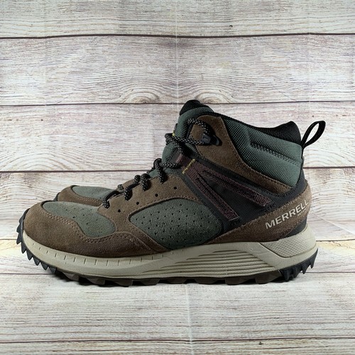 Merrell Wildwood Mid Leather WP Hiking Boots Mens Size 8.5 Forest Green J068031