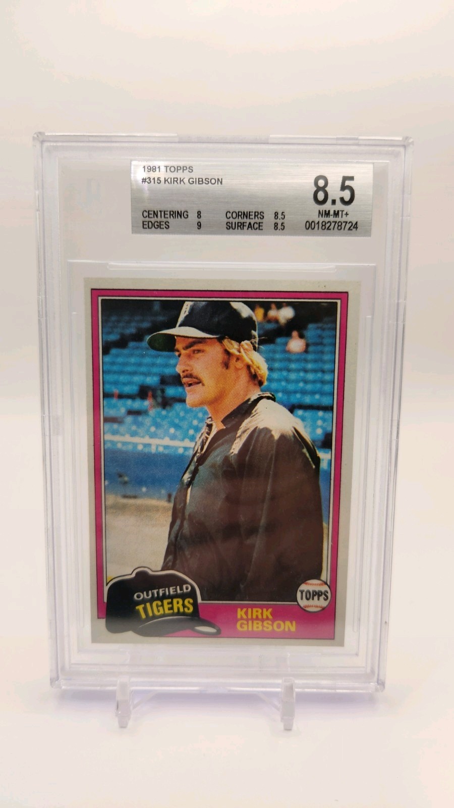 1981 Topps Kirk Gibson RC #315 Detroit Tigers Rookie Card Beckett BGS 8.5 NM