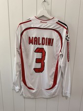2007 Final Milan Away Retro Jersey Maldini #3 White Long Sleeve Iconic