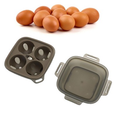 Camping Egg Holder, Multi Purpose PP Silicone 4 Grid Egg Container Portable S...
