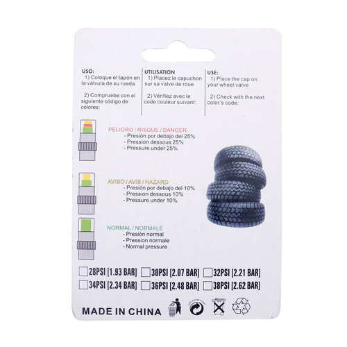 4Pcs Car Tire Valve Caps Pressure Monitor Sensor Indicator 3 Color Alert Wrench - Picture 3 of 12