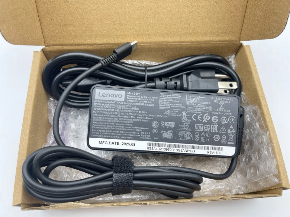 Cargador USB-C genuino 65W para Lenovo ThinkPad T480s T580s T490 E480 ADLX65YDC2A Foto 2 de 4