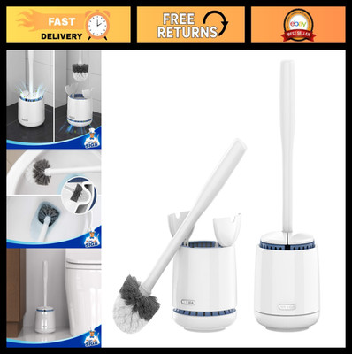 Toilet Bowl Brush Set with Holder - Durable Bristles & Solid Handle, 2 Pack, Whi