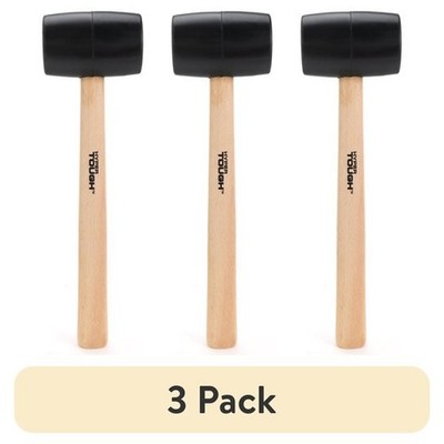 3 pack Hyper Tough 16 Ounce Rubber Mallet with Wood Handle TH70020A