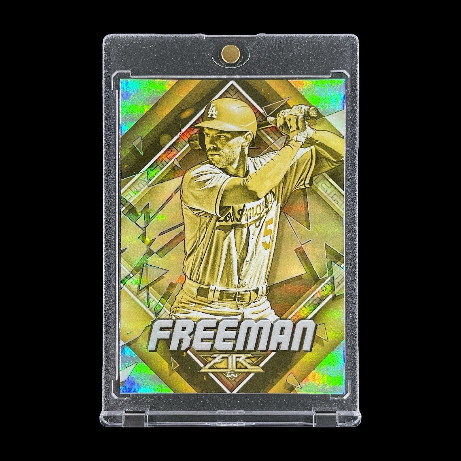 FREDDIE FREEMAN RARE GOLD RAINBOW FOIL CARD 2022 Topps Fire Parallel - Dodgers