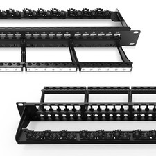 24 Port Keystone RJ45 Patch Panel with Smart Cable Management 19 Inch Rack