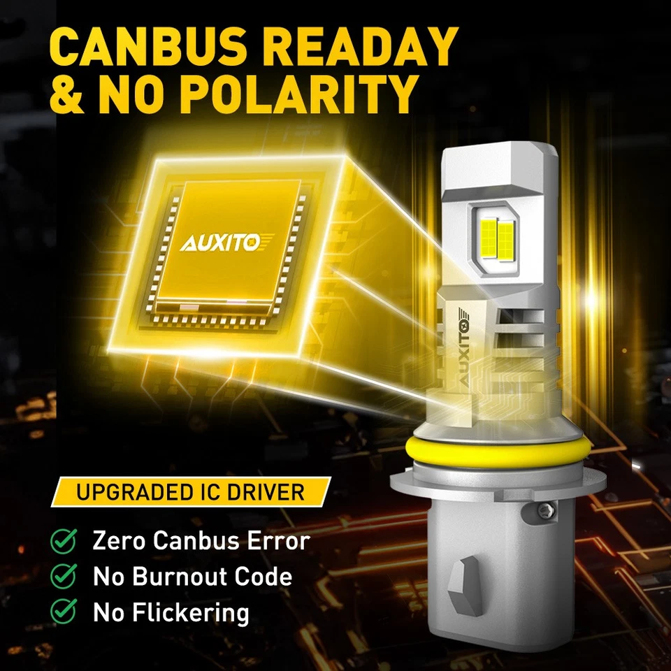 AUXITO 9007 HB5 LED Headlight Super Bright Bulbs Kit HIGH/LOW Beam White 2/10X - Image 4 of 4