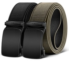 BULLIANT Men Belt-Reversible Ratchet 34"-38"Waist Adjustable, Black/Beige4504