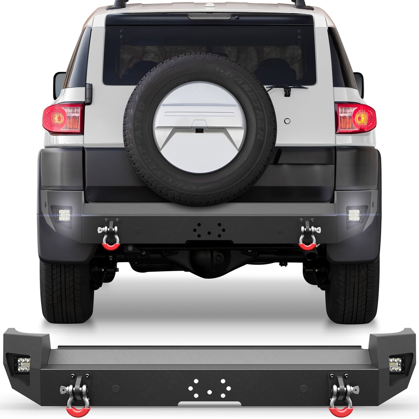 Black Front or Rear Bumper For 2007-2014 Toyota FJ Cruiser w/Light & Sensor Hole