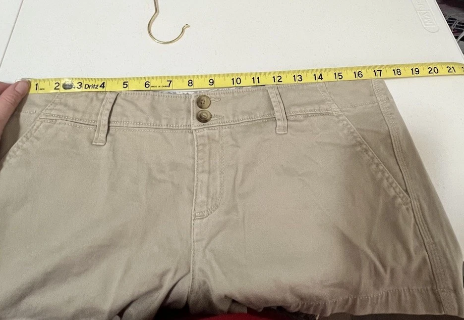 Pantalones Cortos Vintage American Eagle Para Mujer Talla 8 Tiro Bajo Tostado Caqui Estilo Verano Y2K Foto 3 de 4