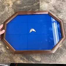 New Large Display Case Octagon Locking Wood Arrowheads Medals Trinkets FREE SHIP