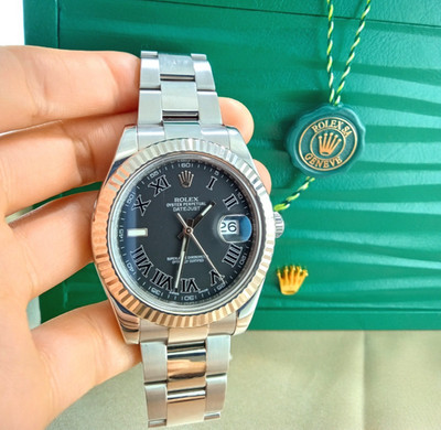 ROLEX OYSTER PERPETUAL DATEJUST II 116334 18K WHITE GOLD BEZEL WATCH 41m- WM1890