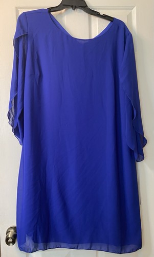 Grace Karin Women's Blue Lined Dress Split 3/4 Sleeves V Back Hidden Zip 3XL