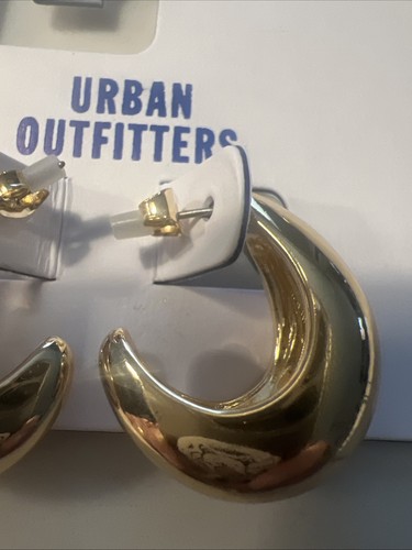 NWT Urban Outfitters Gold Half Hoops - Picture 3 of 5