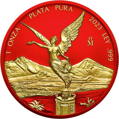 2023 Mexico Libertad Space Metals 1 oz Silver Space Red and Yellow Gold